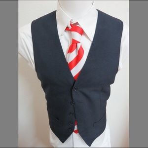 Sz M Navy Blue Solid Edwards Mens Poly #47L Suit Vest